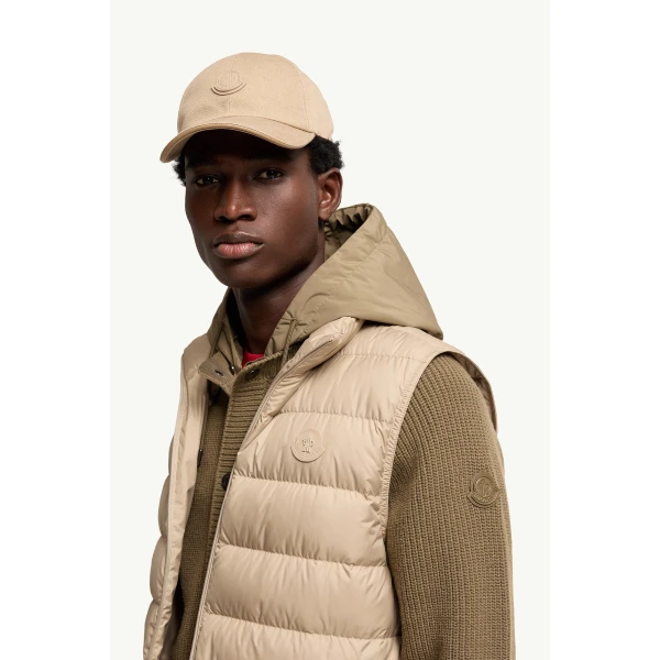 Moncler Treompan Down Gilet in Beige, view 3 | Men's Jackets | Coveti