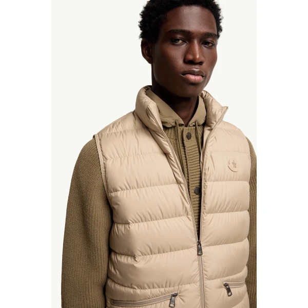 Moncler Treompan Down Gilet in Beige, view 6 | Men's Jackets | Coveti
