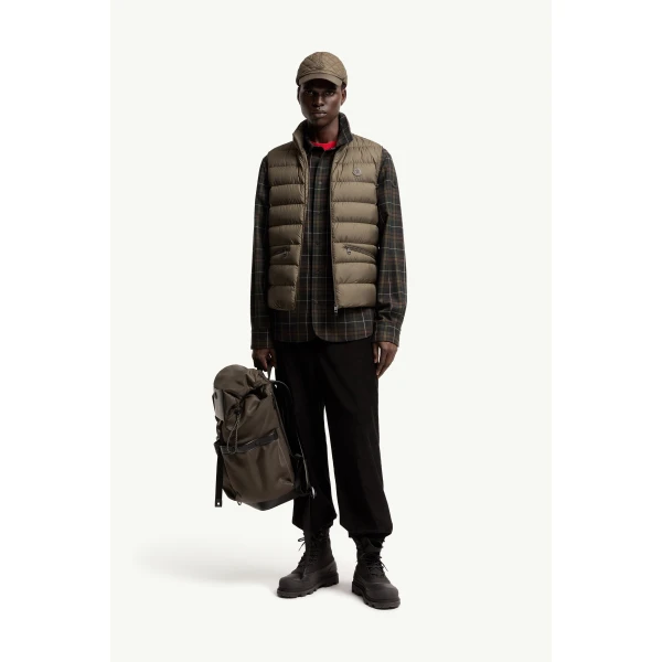 Moncler Treompan Down Gilet in Olive Green, view 2 | Men's Jackets | Coveti