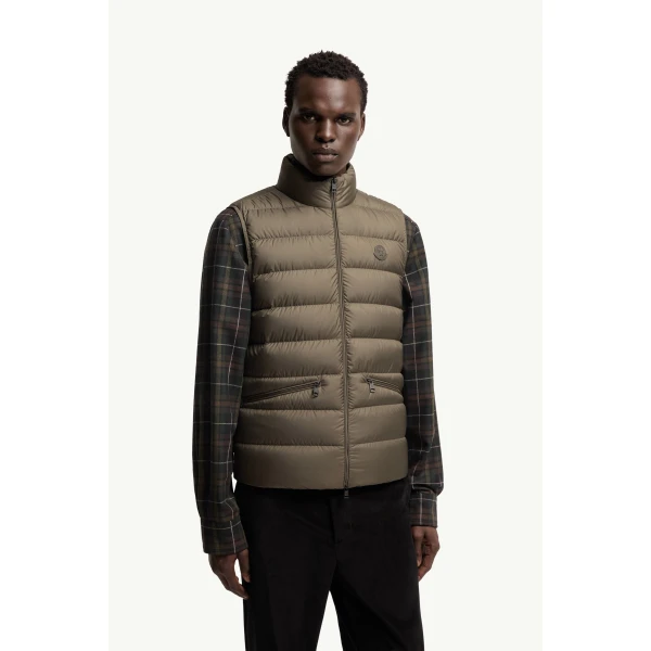 Moncler Treompan Down Gilet in Olive Green, view 4 | Men's Jackets | Coveti