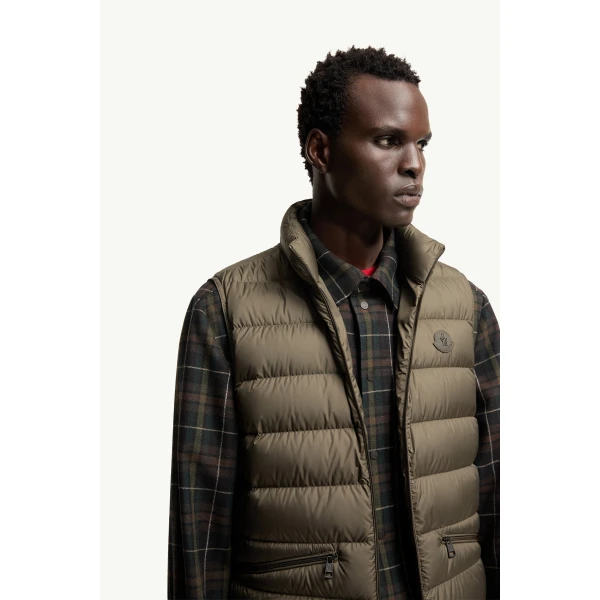 Moncler Treompan Down Gilet in Olive Green, view 6 | Men's Jackets | Coveti