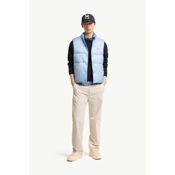 Moncler Tuquerouye Down Gilet in Light Blue, view 2 | Men's Jackets | Coveti