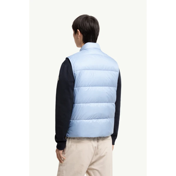 Moncler Tuquerouye Down Gilet in Light Blue, view 5 | Men's Jackets | Coveti