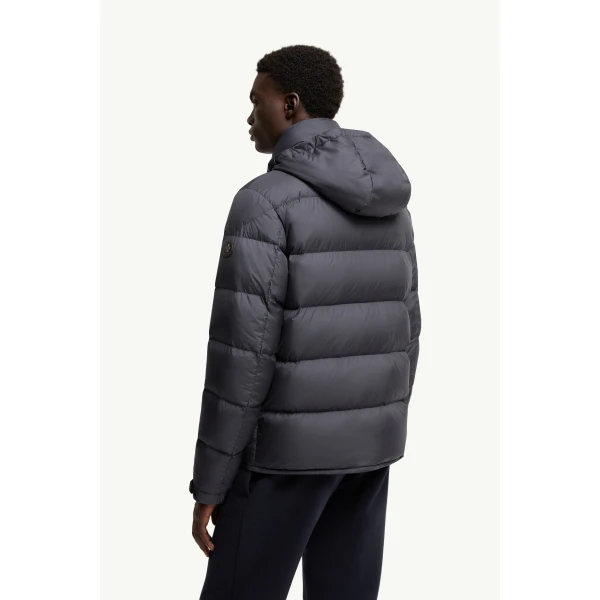 Moncler Tygid Hooded Short Down Jacket in Dark Blue, view 5 | Men's Jackets | Coveti