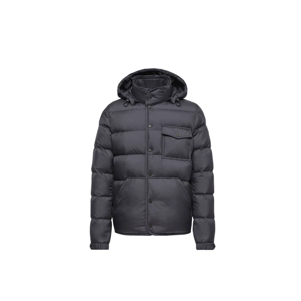 Moncler Tygid Hooded Short Down Jacket in Dark Blue | Men's Jackets | Coveti