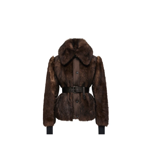 Valdivian Shearling Short Down Jacket in Brown