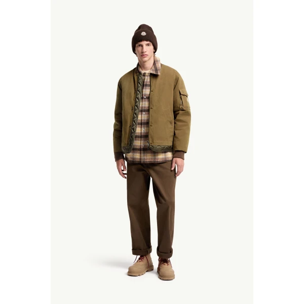 Moncler Venclis Short Down Jacket in Olive Brown, view 2 | Men's Jackets | Coveti