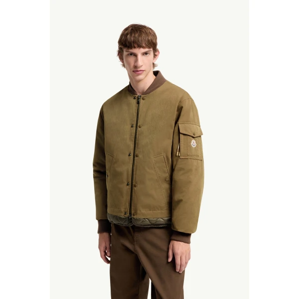 Moncler Venclis Short Down Jacket in Olive Brown, view 4 | Men's Jackets | Coveti