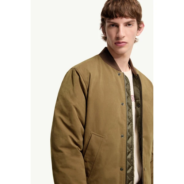 Moncler Venclis Short Down Jacket in Olive Brown, view 6 | Men's Jackets | Coveti