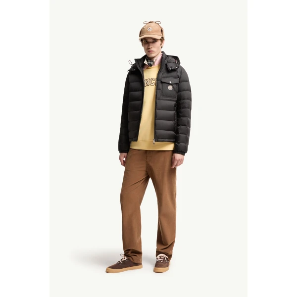 Moncler Verith Hooded Short Down Jacket in Black, view 2 | Men's Jackets | Coveti