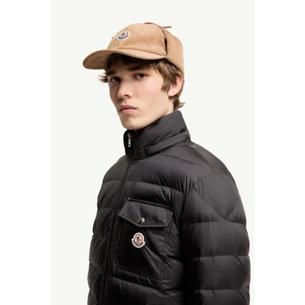 Moncler Verith Hooded Short Down Jacket in Black, view 3 | Men's Jackets | Coveti