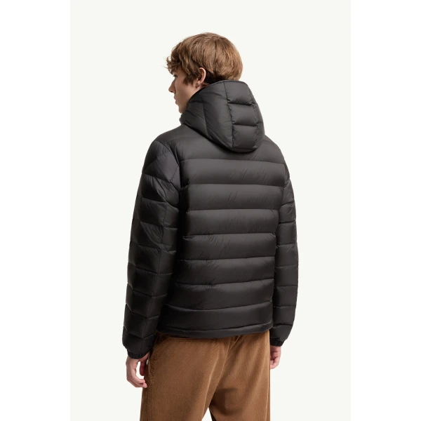 Moncler Verith Hooded Short Down Jacket in Black, view 5 | Men's Jackets | Coveti