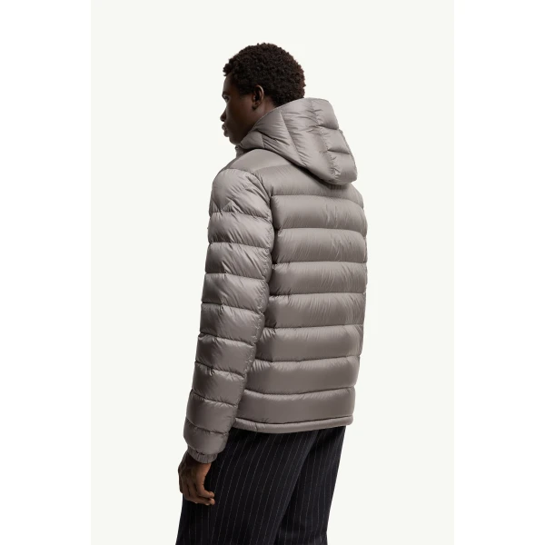 Moncler Verith Hooded Short Down Jacket in Gray, view 5 | Men's Jackets | Coveti