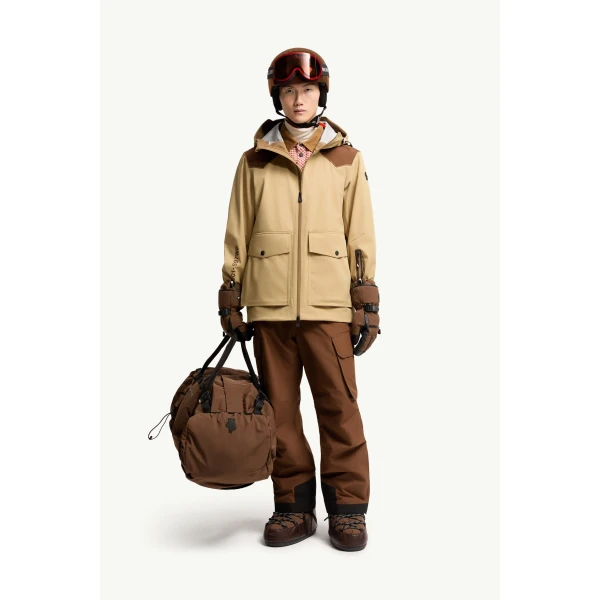 Moncler Vernon Hooded GORE-TEX Laminate Ski Jacket in Beige, view 2 | Men's Skiwear | Coveti
