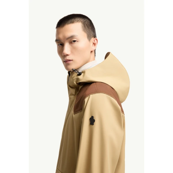 Moncler Vernon Hooded GORE-TEX Laminate Ski Jacket in Beige, view 3 | Men's Skiwear | Coveti