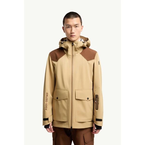 Moncler Vernon Hooded GORE-TEX Laminate Ski Jacket in Beige, view 4 | Men's Skiwear | Coveti