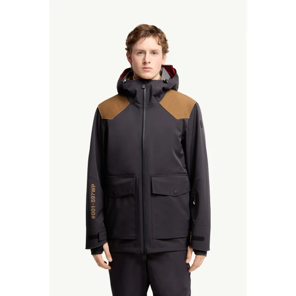 Moncler Vernon Hooded GORE-TEX Laminate Ski Jacket in Dark Blue, view 4 | Men's Skiwear | Coveti