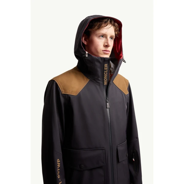 Moncler Vernon Hooded GORE-TEX Laminate Ski Jacket in Dark Blue, view 6 | Men's Skiwear | Coveti