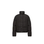 Moncler Verone Leather-Trimmed Short Down Jacket in Black | Men's Jackets | Coveti