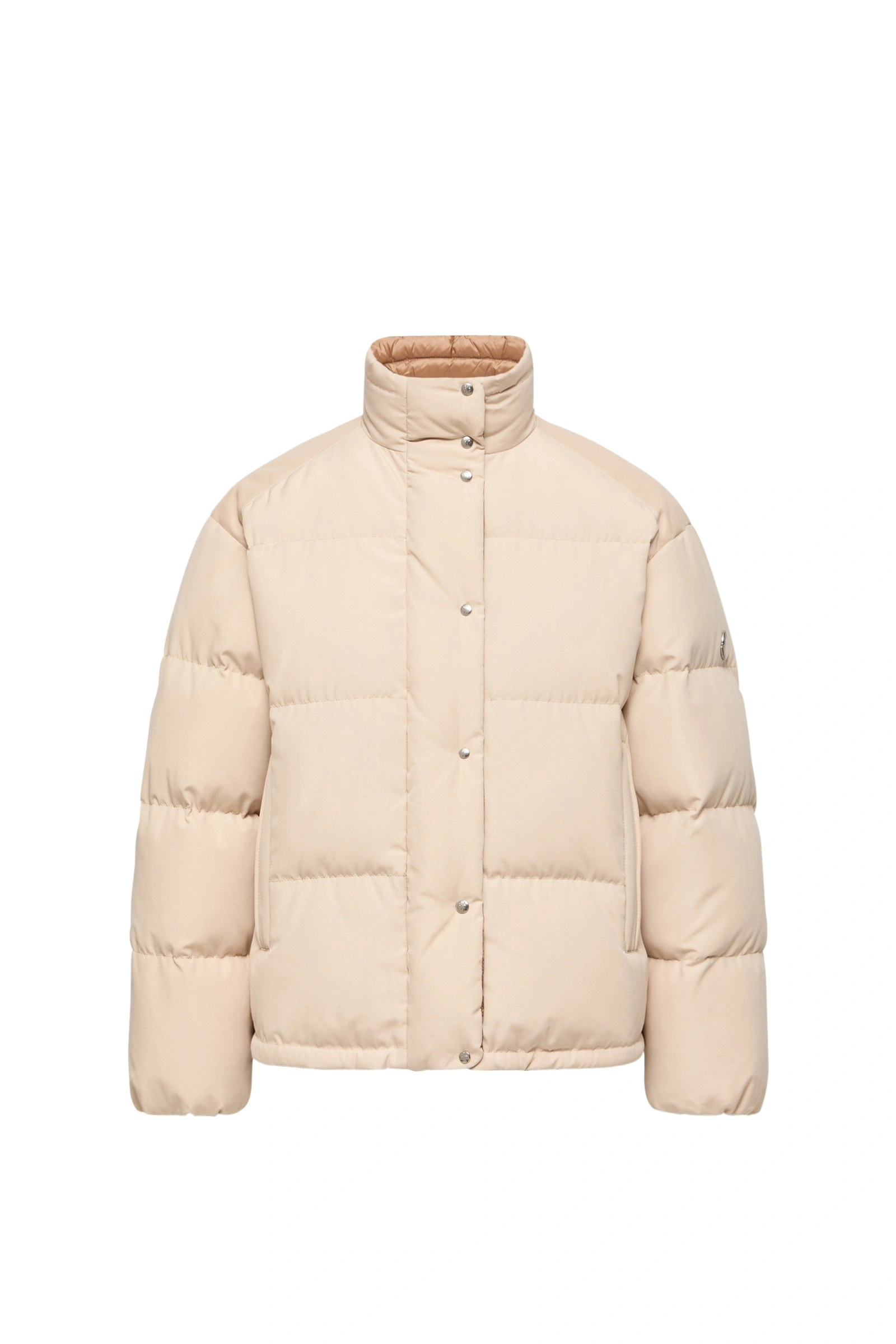 Moncler Verone Leather-Trimmed Short Down Jacket in Light Beige Moncler Verone Leather-Trimmed Short Down Jacket in Light Beige | Women's Puffer Jackets | Coveti