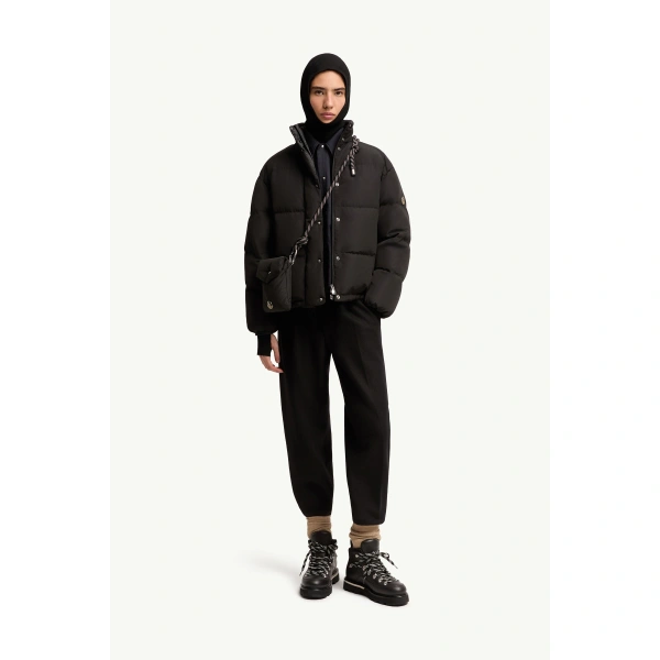 Moncler Verone Short Down Jacket in Black, view 2 | Women's Puffer Jackets | Coveti