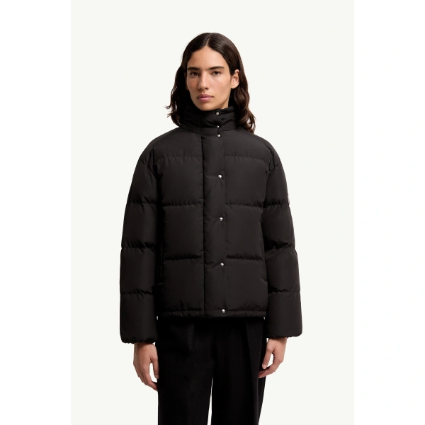 Moncler Verone Short Down Jacket in Black, view 4 | Women's Puffer Jackets | Coveti