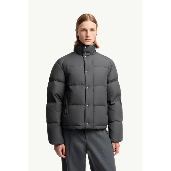 Moncler Verone Short Down Jacket in Dark Gray, view 4 | Men's Jackets | Coveti