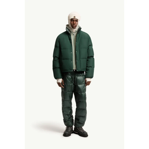 Moncler Verone Short Down Jacket in Dark Green, view 2 | Men's Jackets | Coveti
