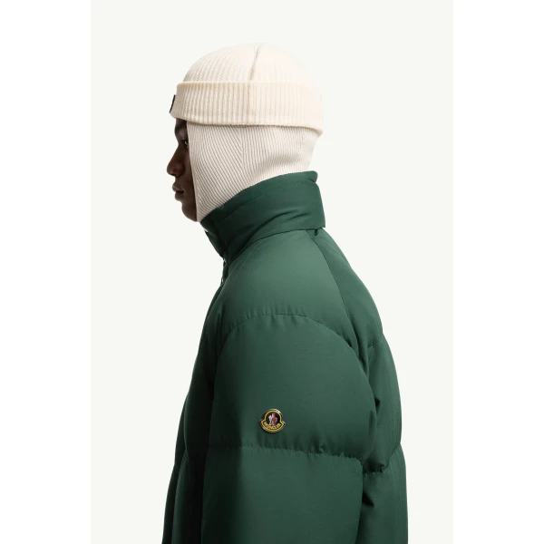 Moncler Verone Short Down Jacket in Dark Green, view 3 | Men's Jackets | Coveti