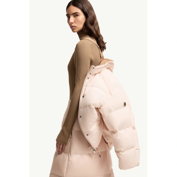 Moncler Verone Short Down Jacket in Light Pink, view 6 | Women's Puffer Jackets | Coveti