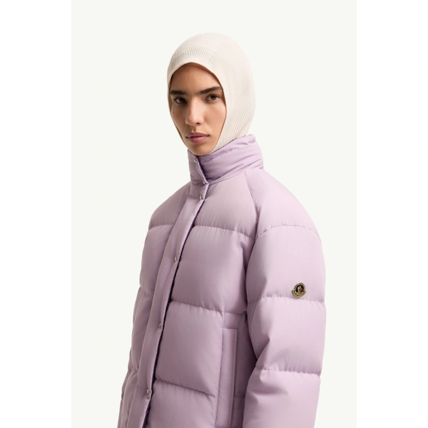 Moncler Verone Short Down Jacket in Lilac, view 3 | Women's Puffer Jackets | Coveti