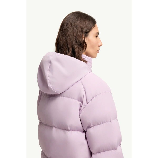 Moncler Verone Short Down Jacket in Lilac, view 6 | Women's Puffer Jackets | Coveti