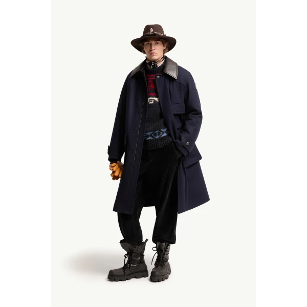 Moncler Villard Long Padded Jacket in Dark Blue, view 2 | Men's Coats | Coveti
