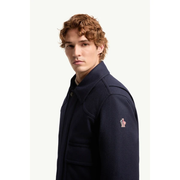 Moncler Villard Long Padded Jacket in Dark Blue, view 3 | Men's Coats | Coveti
