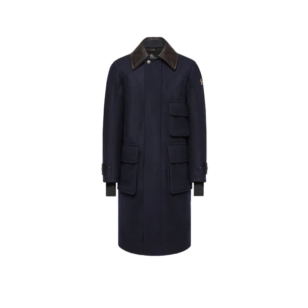 Moncler Villard Long Padded Jacket in Dark Blue | Men's Coats | Coveti