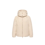 Moncler Vivante Hooded Wool & Cashmere Short Down Jacket in Light Beige | Women's Puffer Jackets | Coveti