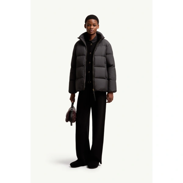 Moncler Vivantesse Short Down Jacket in Black, view 2 | Women's Puffer Jackets | Coveti