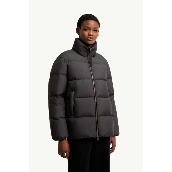 Moncler Vivantesse Short Down Jacket in Black, view 4 | Women's Puffer Jackets | Coveti