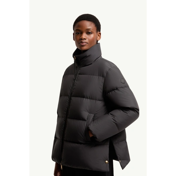 Moncler Vivantesse Short Down Jacket in Black, view 6 | Women's Puffer Jackets | Coveti