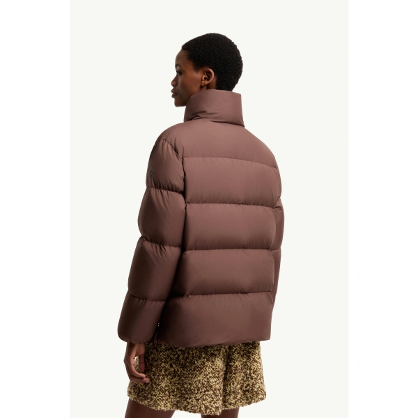 Moncler Vivantesse Short Down Jacket in Brown, view 5 | Women's Puffer Jackets | Coveti