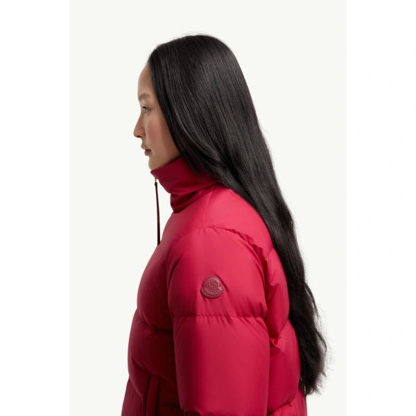 Moncler Vivantesse Short Down Jacket in Red, view 3 | Women's Puffer Jackets | Coveti