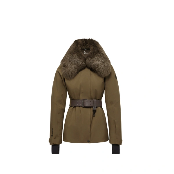 Vizelles Shearling-Trimmed Ski Jacket in Olive Green