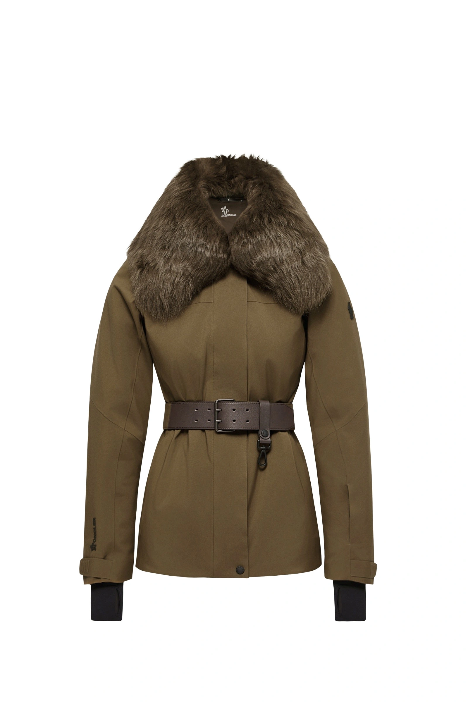 Moncler Vizelles Shearling-Trimmed Ski Jacket in Olive Green Moncler Vizelles Shearling-Trimmed Ski Jacket in Olive Green | Women's Ski Jackets | Coveti