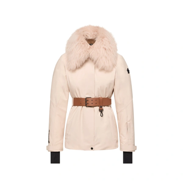 Moncler Vizelles Shearling-Trimmed Ski Jacket in Pink | Women's Ski Jackets | Coveti