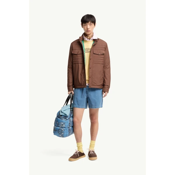 Moncler Vnorviane Short Down Jacket in Brown, view 2 | Men's Jackets | Coveti