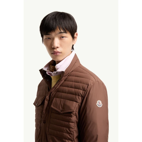 Moncler Vnorviane Short Down Jacket in Brown, view 3 | Men's Jackets | Coveti