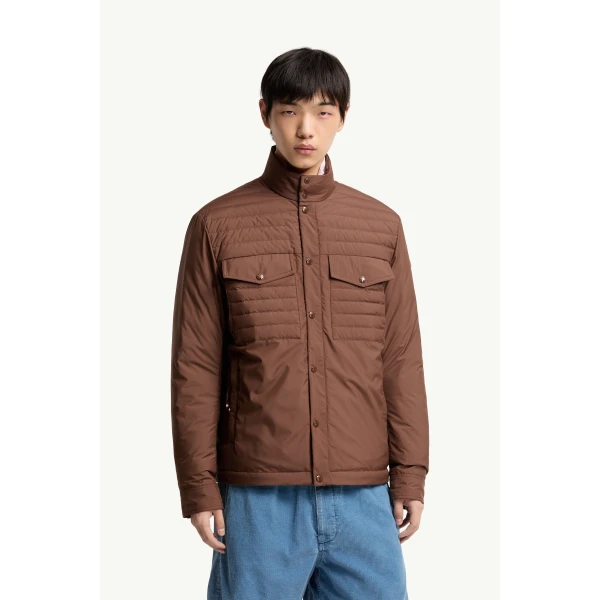 Moncler Vnorviane Short Down Jacket in Brown, view 4 | Men's Jackets | Coveti
