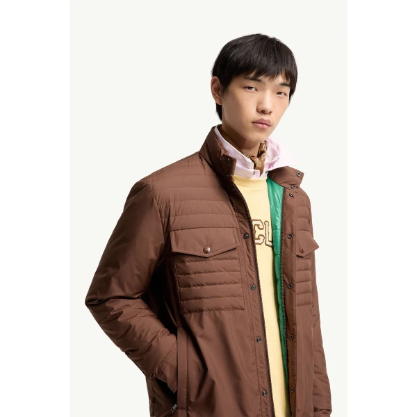 Moncler Vnorviane Short Down Jacket in Brown, view 6 | Men's Jackets | Coveti