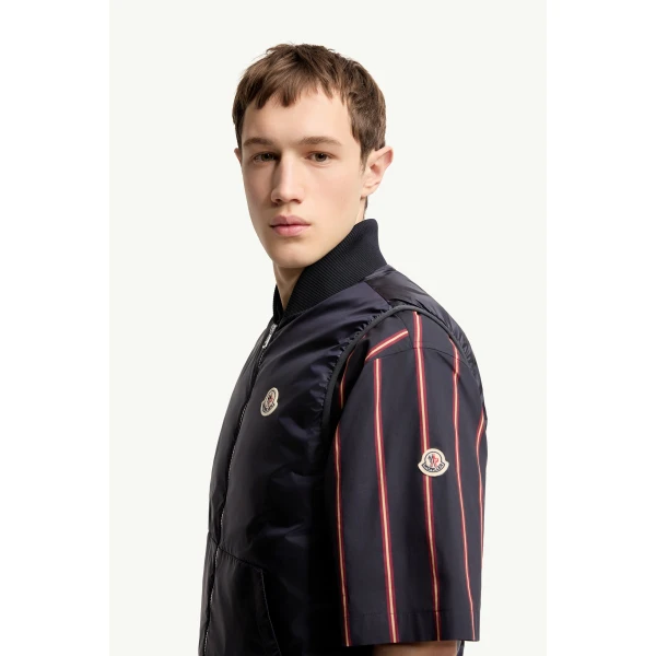 Moncler Vydori 3-in-1 Short Down Jacket in Navy Blue, view 3 | Men's Jackets | Coveti