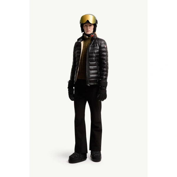 Moncler Walibi Packable Short Down Jacket in Black, view 2 | Women's Ski Jackets | Coveti